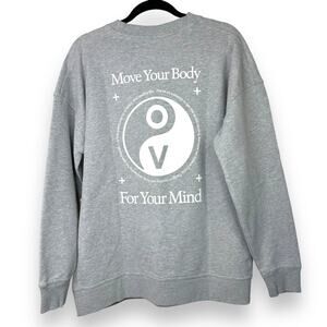 Outdoor Voices NWT Grey Move Your Body For Your Mind Graphic Pullover Sweatshirt